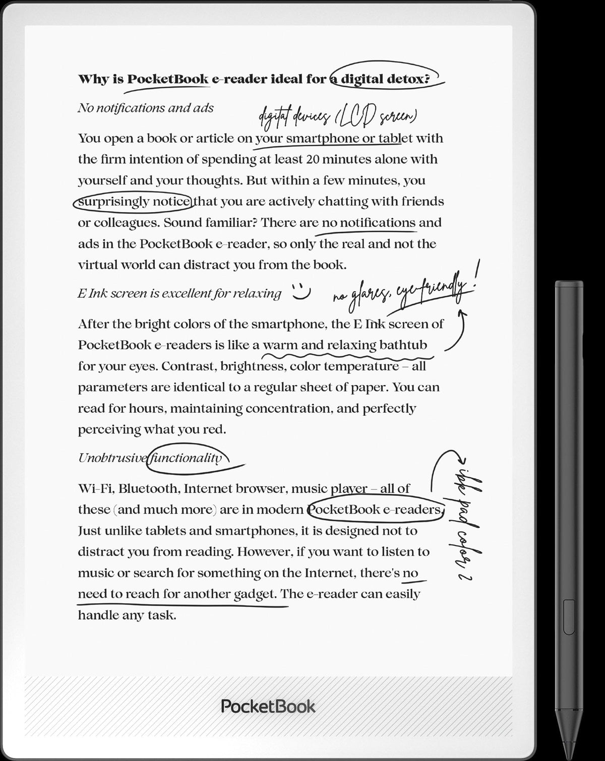 PocketBook InkPad One | 10.3” E Ink Screen and Stylus for Active Reading | Essential Tools for Note-Taking | Bluetooth & Text-to-Speech Support | SMARTlight | 25 formats Support | Aluminum Frame
