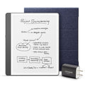 Amazon Kindle Scribe Essentials Bundle including Kindle Scribe (16GB) - Tungsten, Premium Pen, Fabric Folio-Denim, and Power Adapter