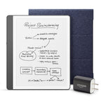 Amazon Kindle Scribe Essentials Bundle including Kindle Scribe (16GB) - Tungsten, Premium Pen, Fabric Folio-Denim, and Power Adapter