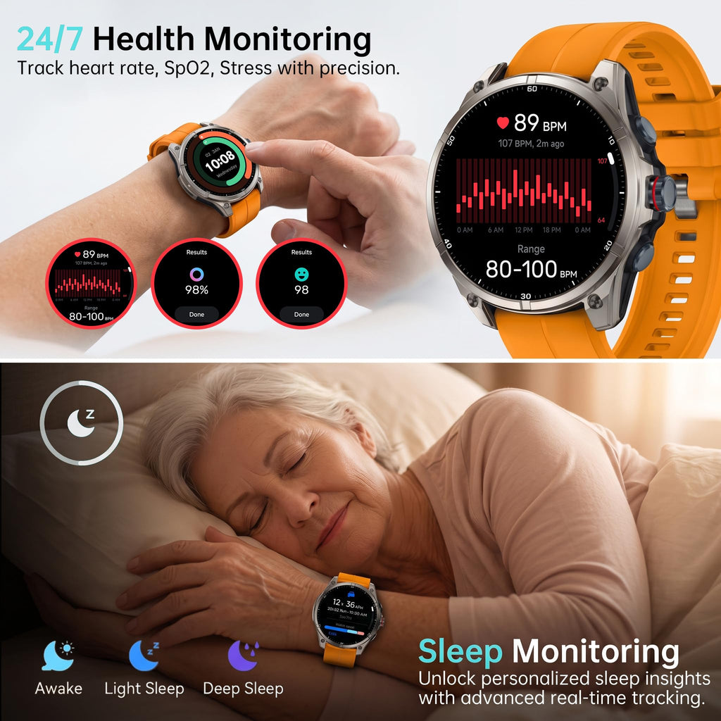 SOUYIE Smartwatch for Men GPS Fitness Tracker Bluetooth Call 15-Day Battery