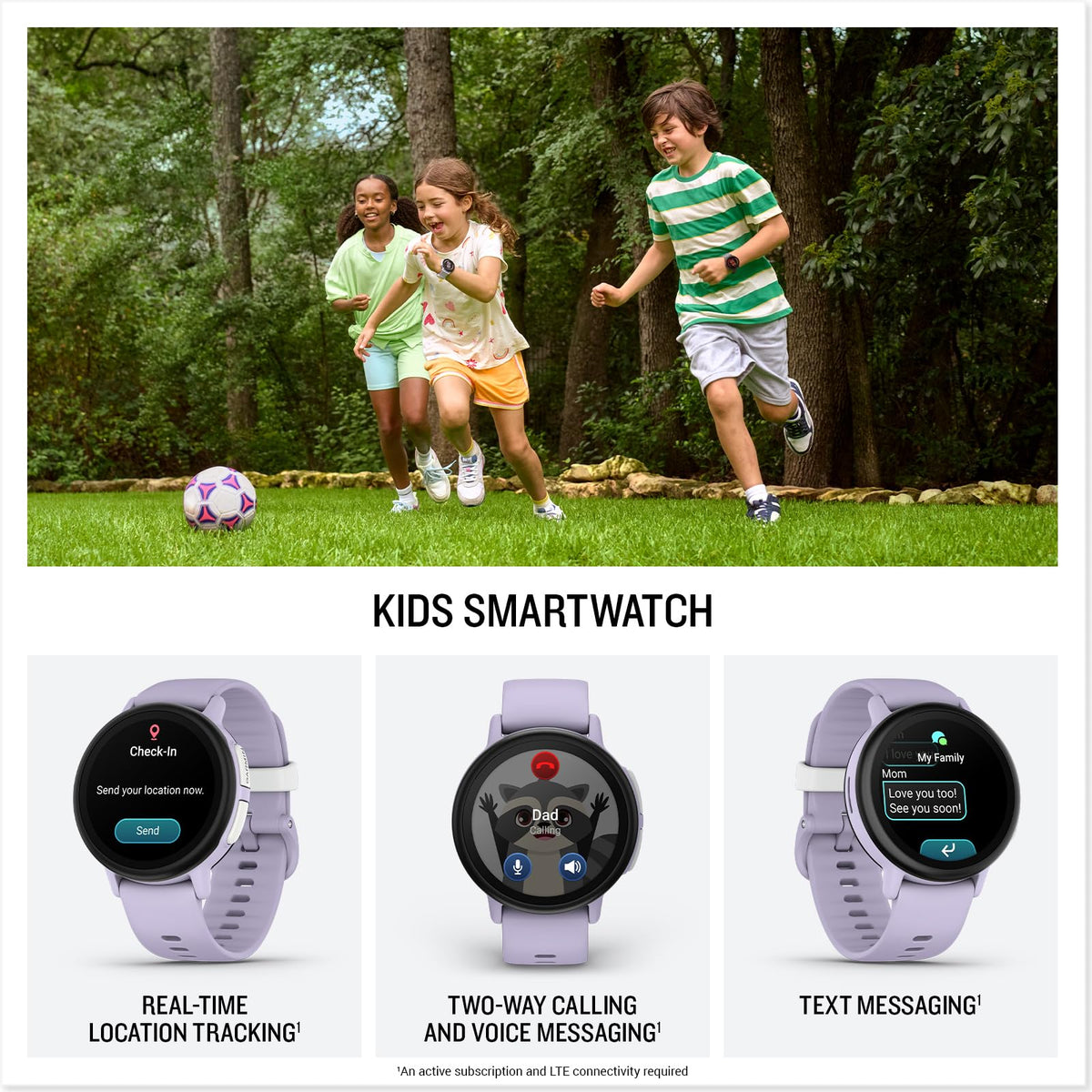 Garmin Bounce™ 2, Kids Smartwatch, Calling & Texting, 43mm, Light Purple