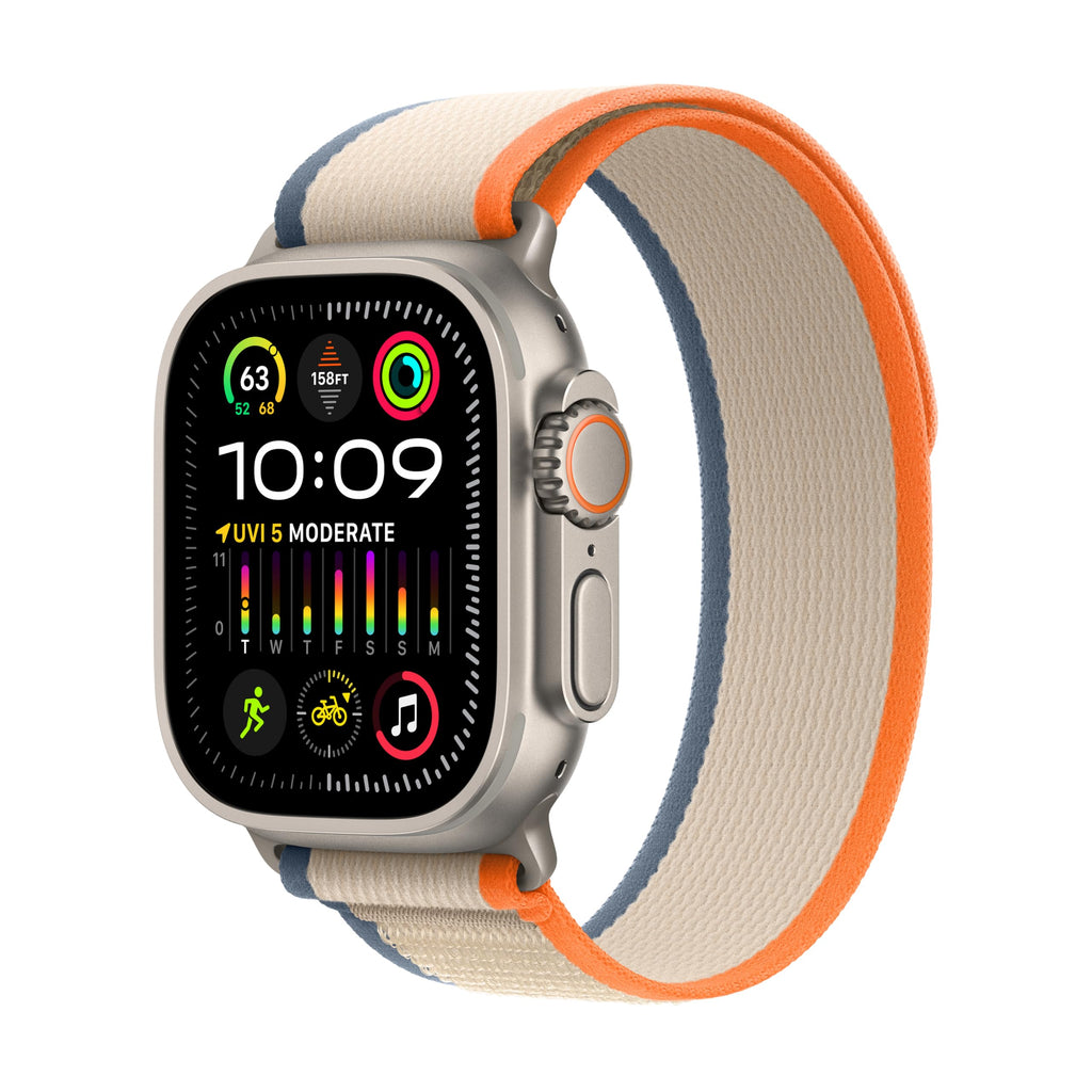 Apple Watch Ultra 2 [GPS + Cellular 49mm] Smartwatch with Rugged Titanium Case & Orange/Beige Trail Loop M/L. Fitness Tracker, Precision GPS, Action Button, Extra-Long Battery Life
