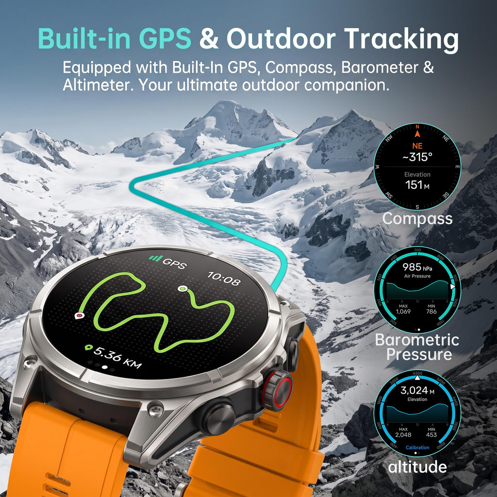 SOUYIE Smartwatch for Men GPS Fitness Tracker Bluetooth Call 15-Day Battery