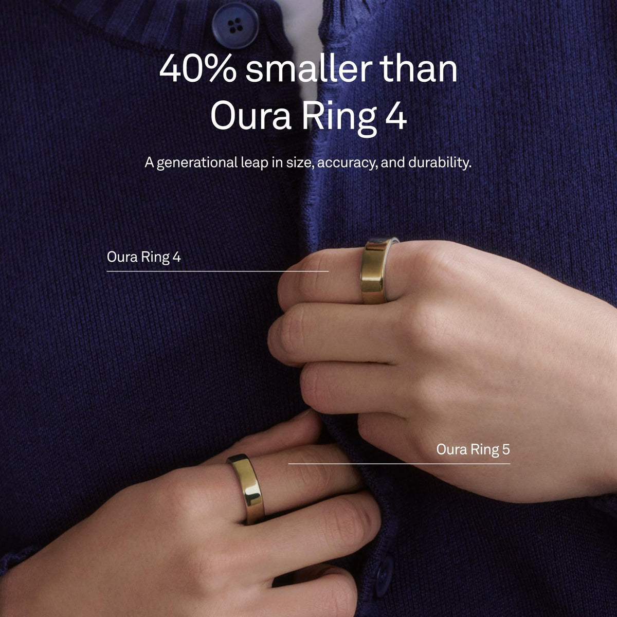 OURA Ring 5 Smart Ring - Gold - Size 8 - Fitness & Sleep Tracker