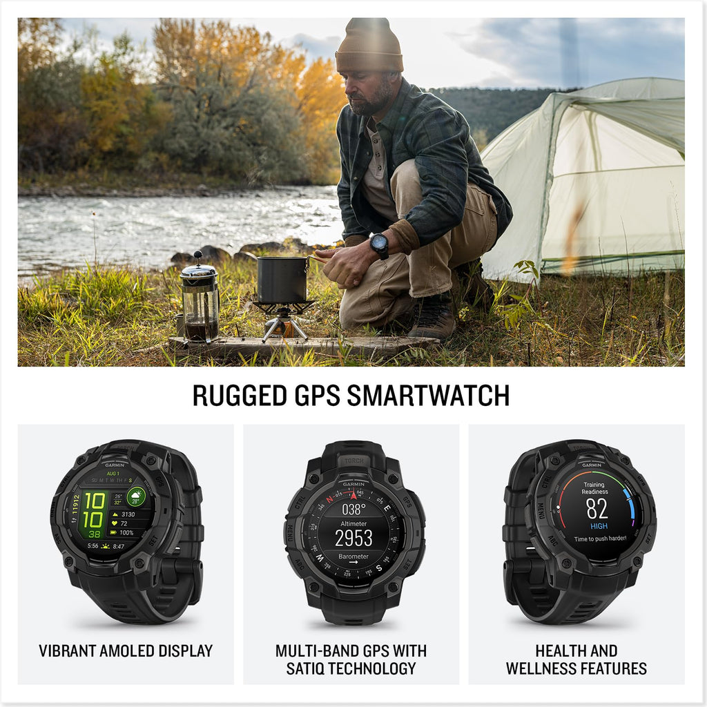 Garmin Instinct® 3 AMOLED, Rugged GPS Smartwatch, 45mm, Black