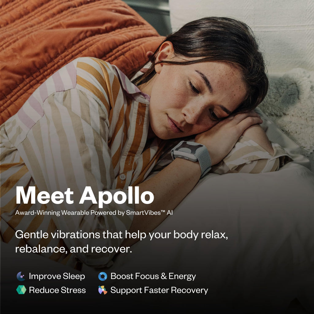 Apollo Neuro Wearable & 12-Month SmartVibes AI Membership - Sleep Aid & Stress Relief Device (Glacier)