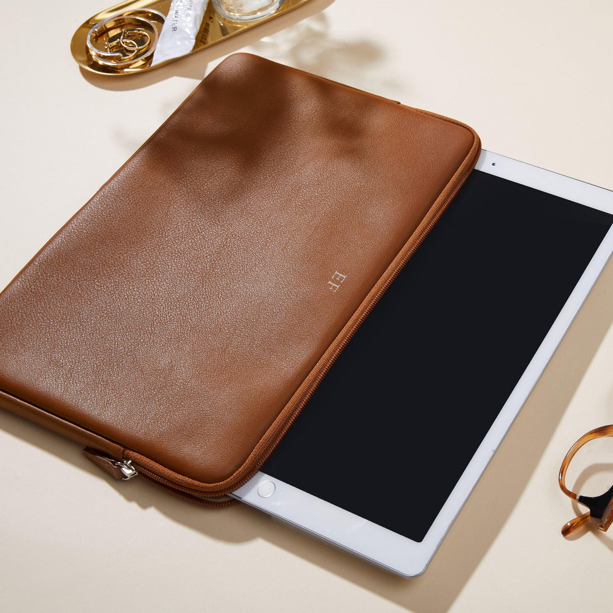 13-Inch Tablet Sleeve - Full Grain Leather - Cognac